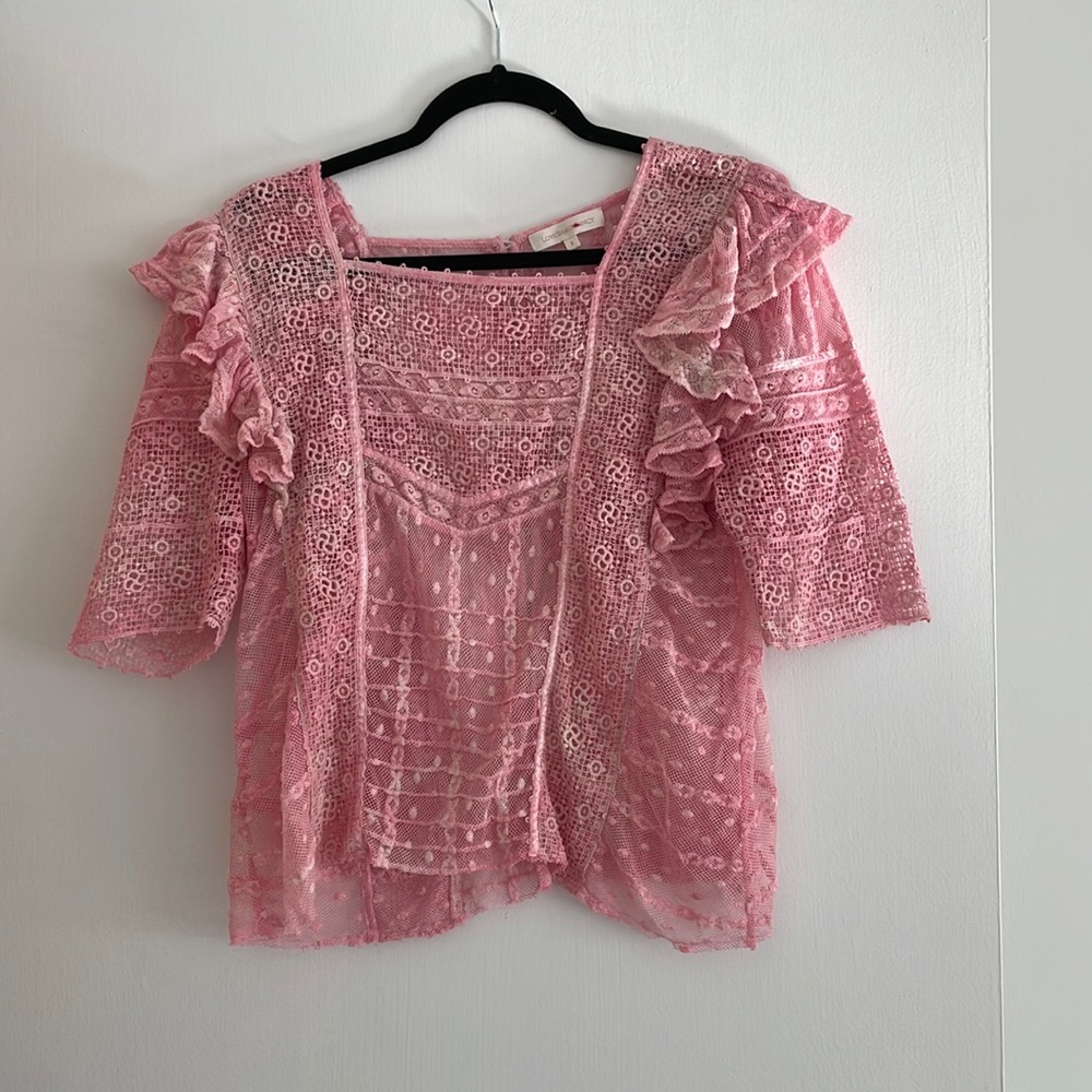 Loveshackfancy Pink Crochet Top
